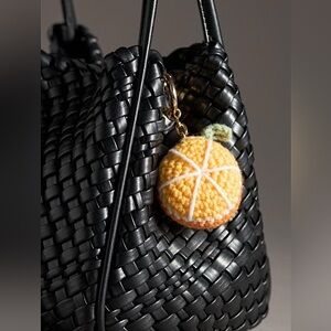 Anthropologie Farmers Market Fruit Crochet Bag Charm Keychain Orange Slices NWT